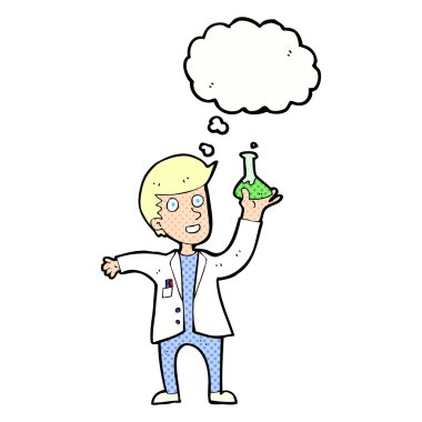 çizgi film mutlu bilim adamı düşünce baloncuğu ile