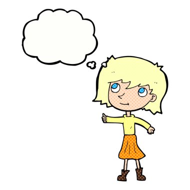 Düşünce balonlu mutlu kız çizgi filmi