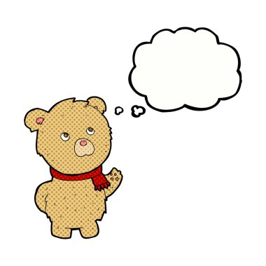 Düşünce baloncuklu oyuncak ayı.