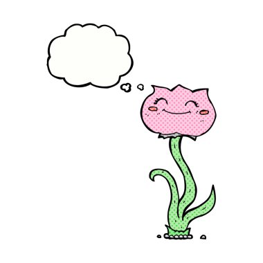 Düşünce baloncuklu karikatür çiçeği