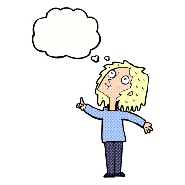 düşünce balonu ile karikatür meraklı kadın