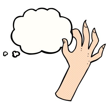 Düşünce baloncuklu çizgi el sembolü
