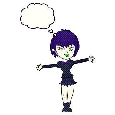 Düşünce baloncuğu olan vampir kız.