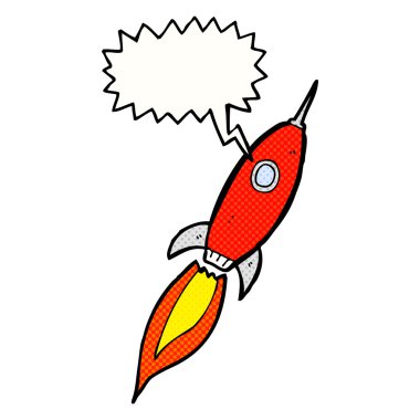 Düşünce baloncuklu çizgi film uzay gemisi