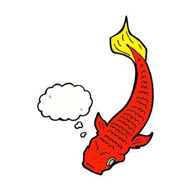 Düşünce baloncuklu çizgi film balığı