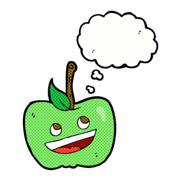 Cartoon apple with thought bubble — Stock Vector