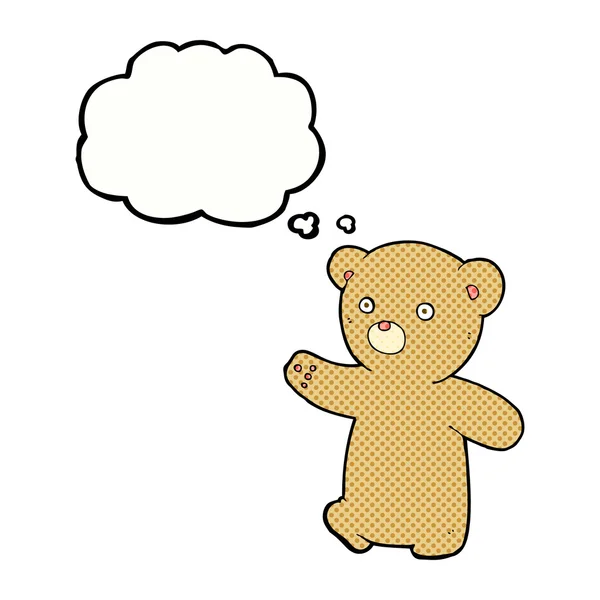 Cartoon teddy bear with thought bubble — Stock Vector