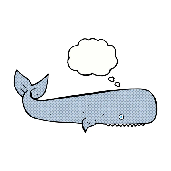 Cartoon whale with thought bubble — Stock Vector