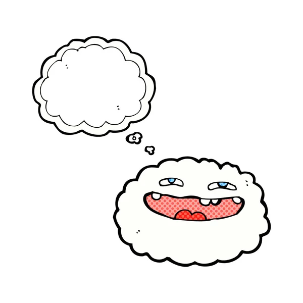 Χαρούμενο σύννεφο κινουμένων σχεδίων με φούσκα σκέψης — Διανυσματικό Αρχείο