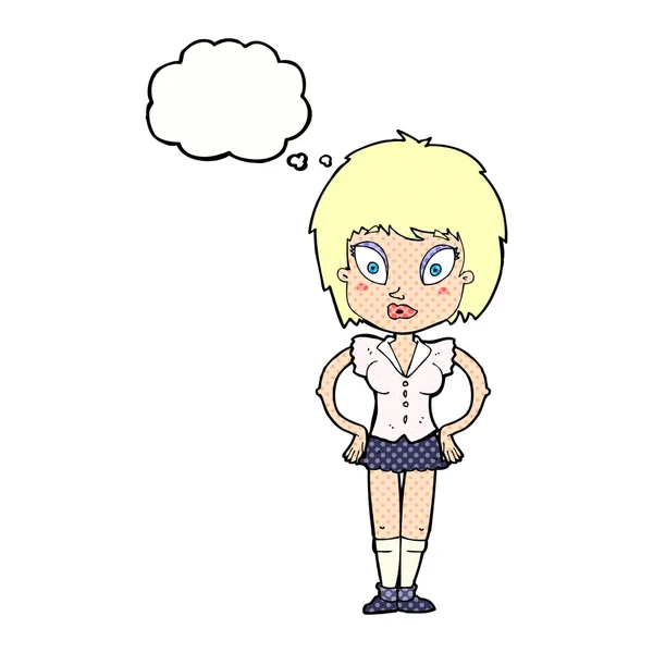 Kreslená hezká dívka s myšlenkovou bublinou — Stockový vektor