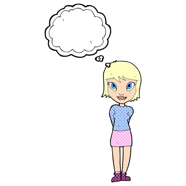 思考バブルを持つ漫画の可愛い女の子 — ストックベクタ