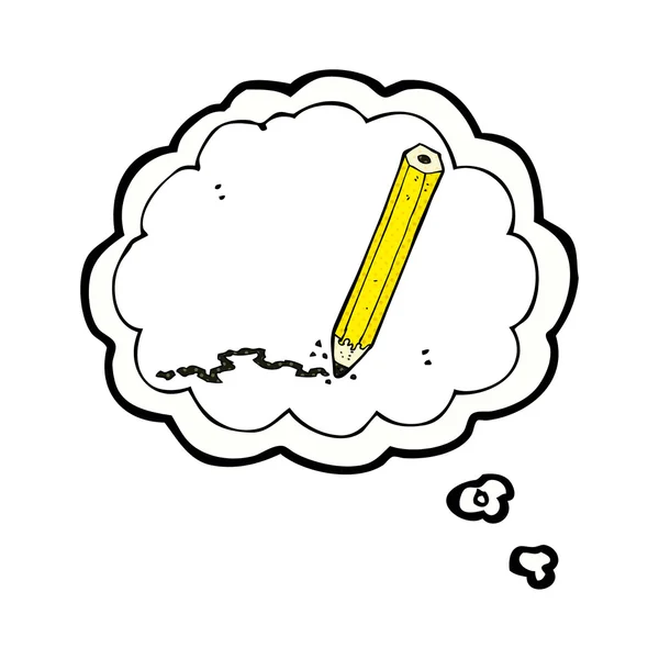 Cartoon pencil with thought bubble — Stock Vector