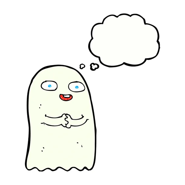 Funny cartoon ghost with thought bubble — Stock Vector