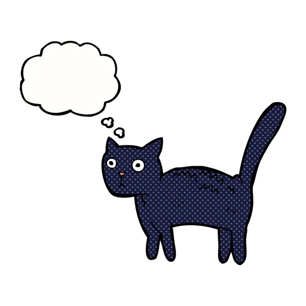 Kreslená vystrašená kočka s myšlenkovou bublinou — Stockový vektor