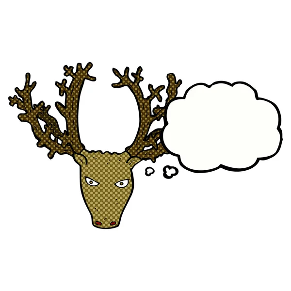 Cartoon stag head with thought bubble — Stock Vector