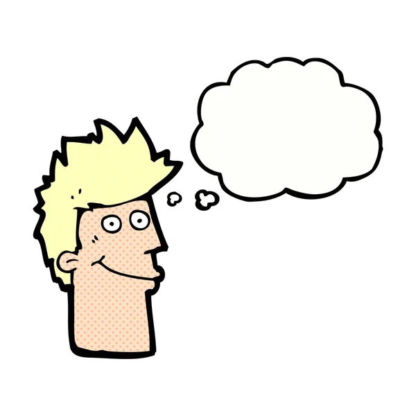 思考バブルを持つ漫画の幸せな男 — ストックベクタ