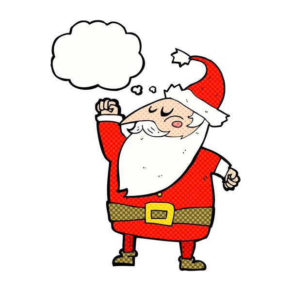 Cartoon santa claus ponsen lucht met gedachte zeepbel — Stockvector
