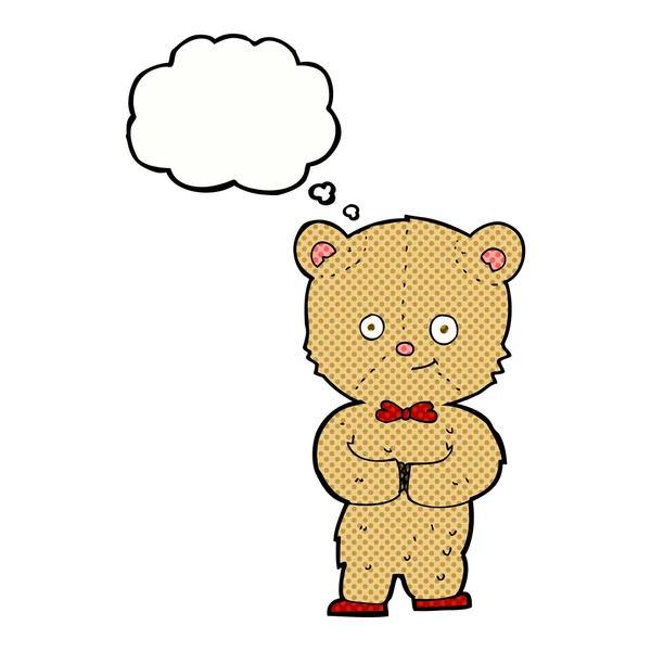 Cartoon teddy bear with thought bubble — Stock Vector