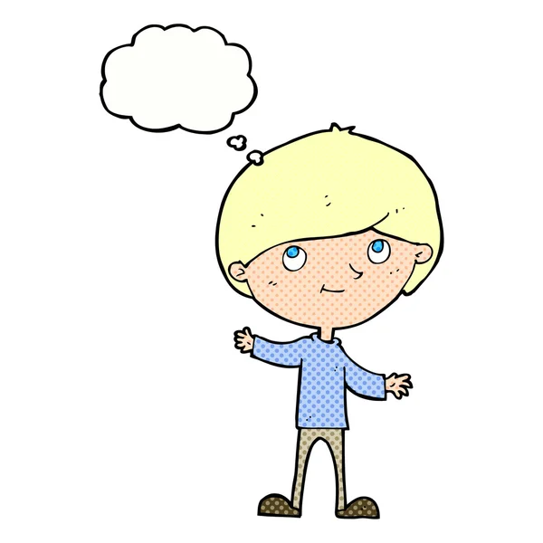 Kreskówki szczęśliwy chłopiec z bańki myśli — Wektor stockowy