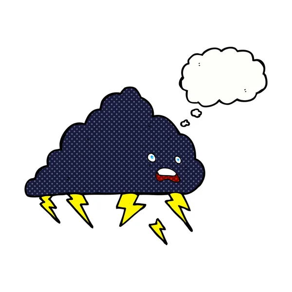 Cartoon thundercloud with thought bubble — Stock Vector