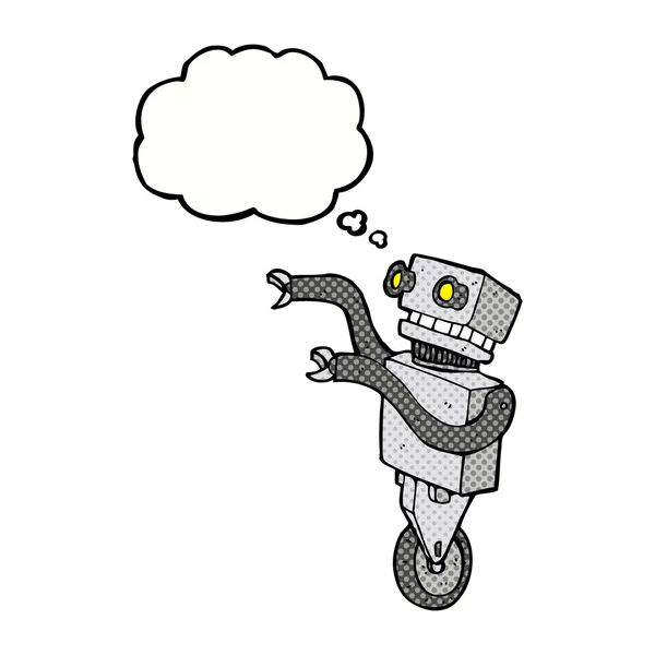思考バブルを持つ漫画の面白いロボット — ストックベクタ