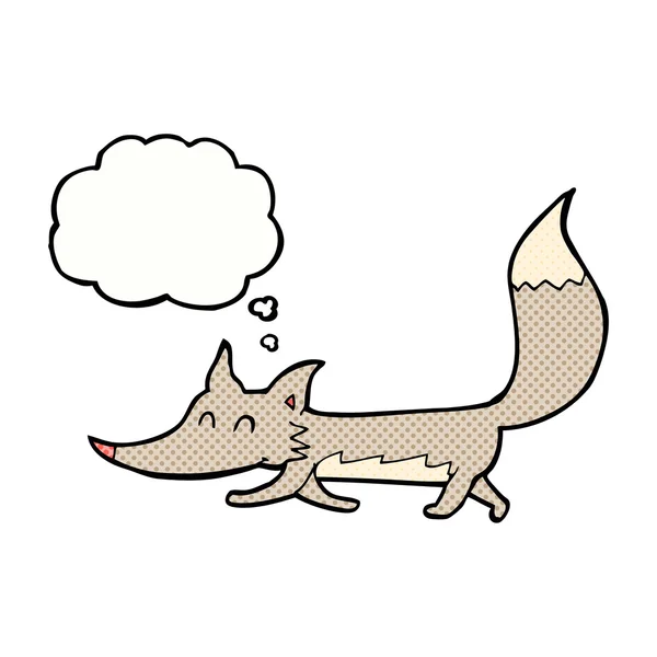 Cartoon little wolf with thought bubble — Stock Vector