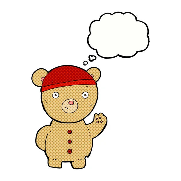 Cartoon teddy bear with thought bubble — Stock Vector