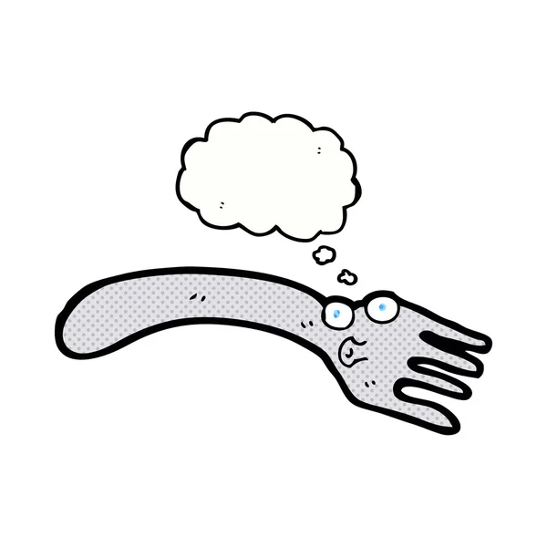 Cartoon fork with thought bubble — Stock Vector