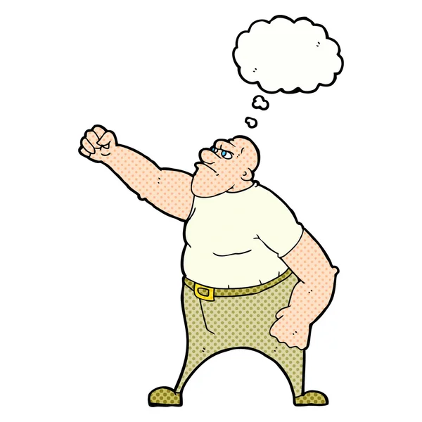 Hombre enojado de dibujos animados con burbuja de pensamiento — Vector de stock