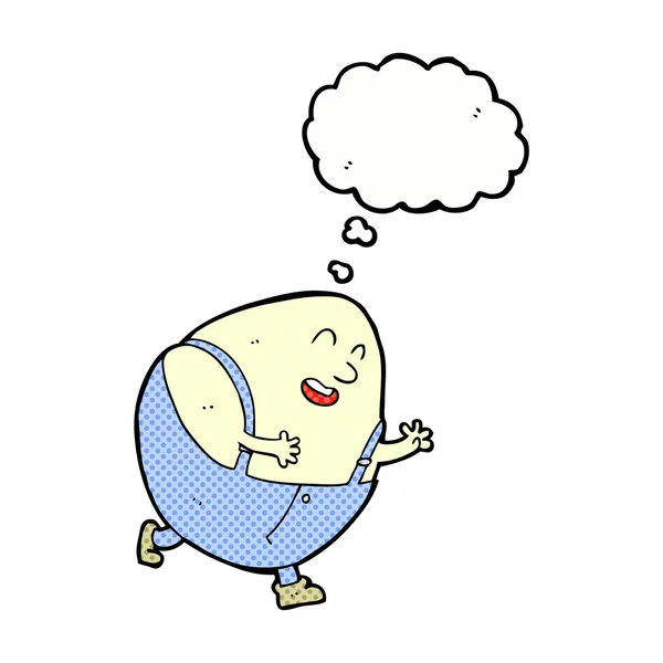 Cartoon Humpty Dumpty ei karakter met gedachte zeepbel — Stockvector