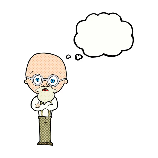 Karikatur ärgert alten Mann mit Gedankenblase — Stockvektor