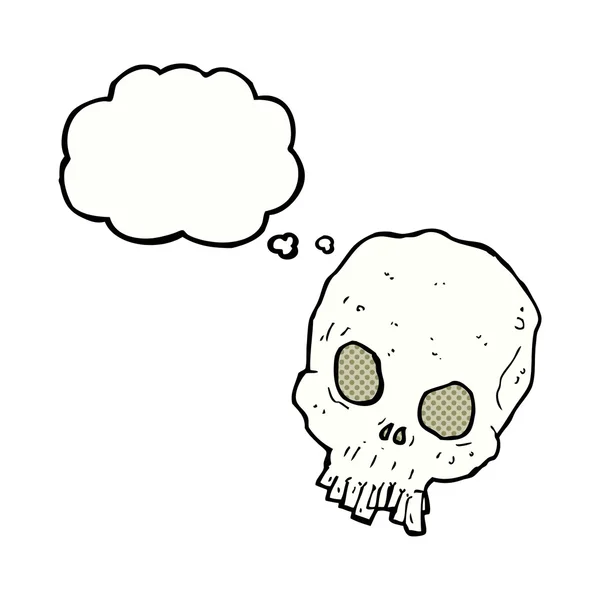Dessin animé crâne effrayant avec bulle de pensée — Image vectorielle