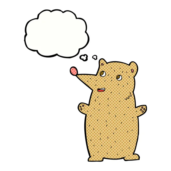 Divertido oso de dibujos animados con burbuja de pensamiento — Vector de stock