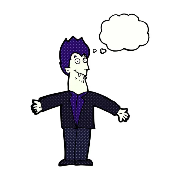 Cartoon-Vampir Mann mit Gedankenblase — Stockvektor