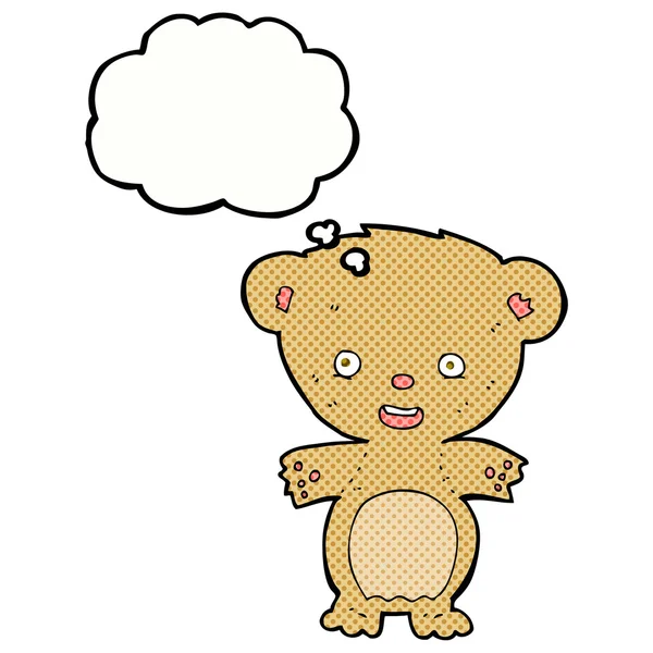 Tekenfilm teddybeer met gedachte zeepbel — Stockvector