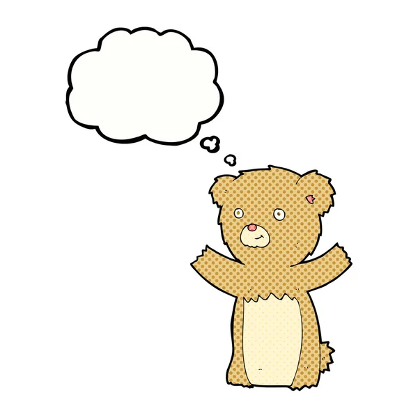 Cartone animato orsacchiotto con bolla di pensiero — Vettoriale Stock