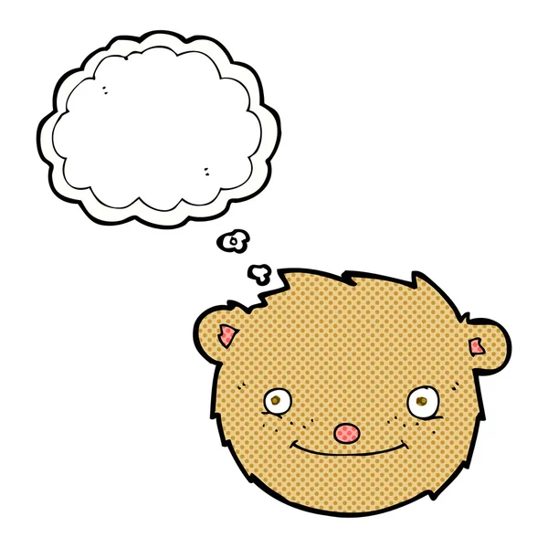 Cartoon teddy bear head with thought bubble — Stock Vector