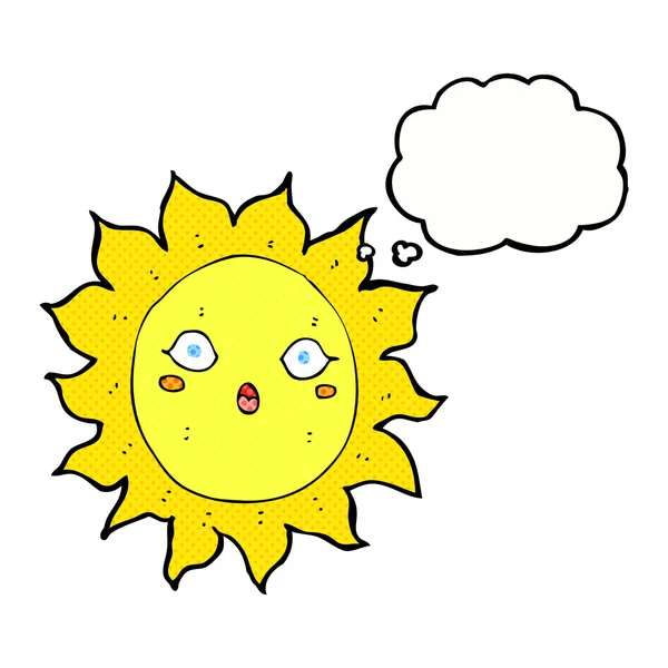 Cartoon sun with thought bubble — Stock Vector