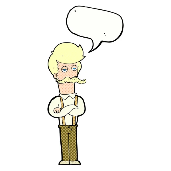 Hombre de dibujos animados con bigote con burbuja de pensamiento — Archivo Imágenes Vectoriales