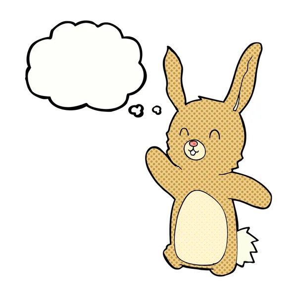 Cartoon happy rabbit with thought bubble — Stock Vector