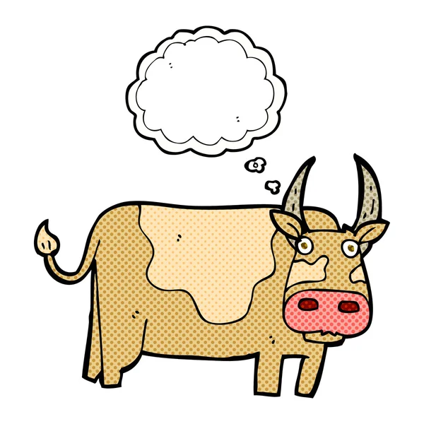 Toro de dibujos animados con burbuja de pensamiento — Vector de stock