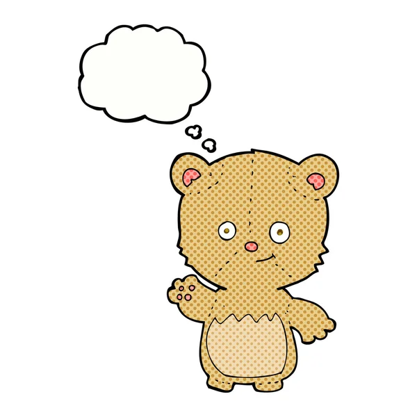 Kreslený medvídek mávající myšlenkovou bublinou — Stockový vektor