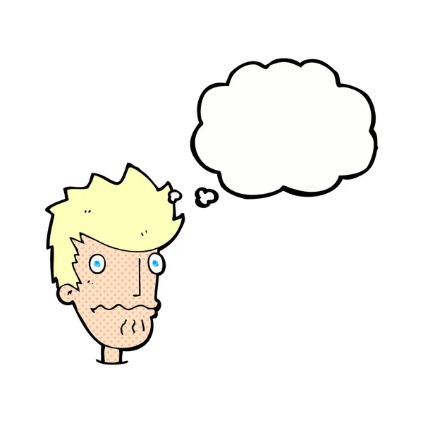 Hombre nervioso de dibujos animados con burbuja de pensamiento — Vector de stock