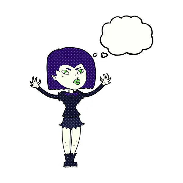 Cartoon vampire girl with thought bubble — Stock Vector