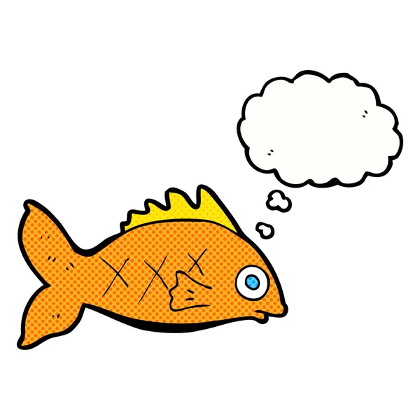 Ryba z kreskówki z bańki myślowej — Wektor stockowy