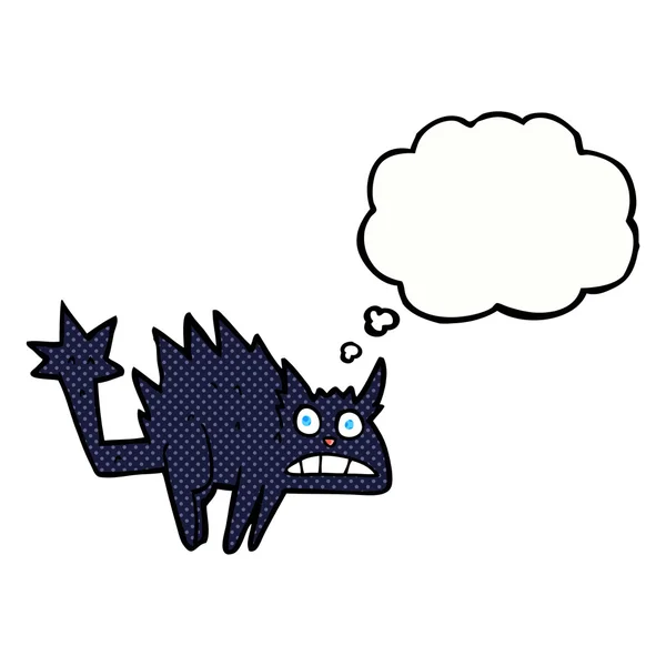 Dibujos animados asustado gato negro con burbuja de pensamiento — Archivo Imágenes Vectoriales