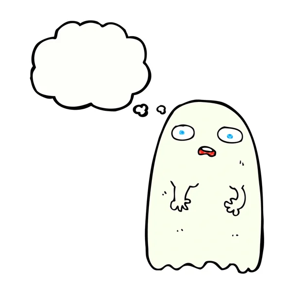 Divertente fantasma cartone animato con bolla di pensiero — Vettoriale Stock