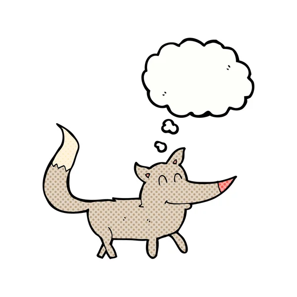 Dessin animé petit loup avec bulle de pensée — Image vectorielle