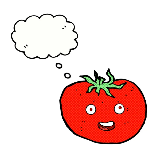 Tecknad tomat med tankebubbla — Stock vektor