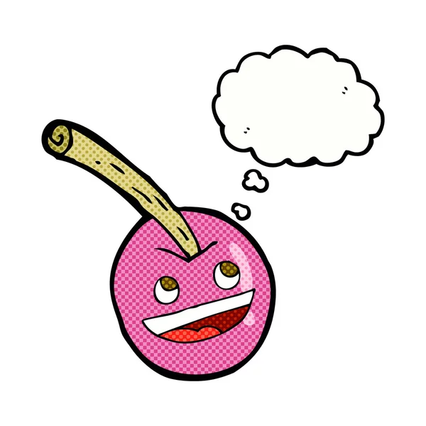 Třešňové symbol kreslený růžové s myšlenka bublina — Stockový vektor